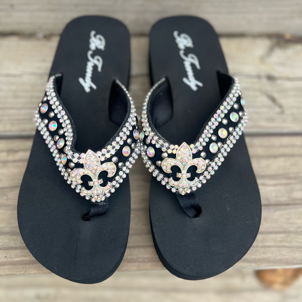 Black Rhinestone Sandals